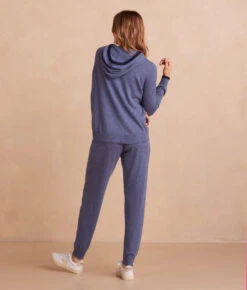 The Coziest Cashmere Blend Jogger - Steel & Midnight -Classic Lady Wear Store CoziestCashmereBlendJogger Steel Midnight Back Full