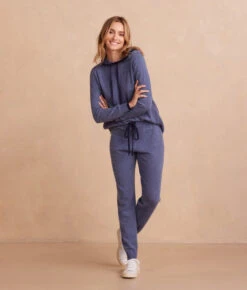 The Coziest Cashmere Blend Jogger - Steel & Midnight