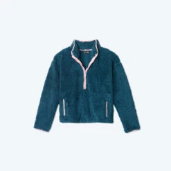 The Cozy High Pile Eco Fleece Half-Zip - Venetian & Pink Sky -Classic Lady Wear Store CozyFleeceZipUp Venetian