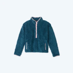 The Cozy High Pile Eco Fleece Half-Zip - Venetian & Pink Sky -Classic Lady Wear Store CozyFleeceZipUp Venetian2