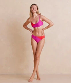 The Diagonal Mid Rise Bottom - Hibiscus & Grapefruit -Classic Lady Wear Store DiagonalMidRiseBottom Hibiscus Grapefruit Front Full