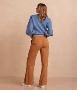 The Easy High-Waisted Flare Pant - Chai -Classic Lady Wear Store EasyHighWaistedFlarePant Chai Back Full