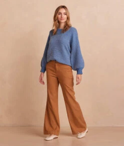 The Easy High-Waisted Flare Pant - Chai -Classic Lady Wear Store EasyHighWaistedFlarePant Chai Side Full