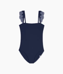 The Eyelet Ruffle Oasis - Deep Sea -Classic Lady Wear Store Eyelet Ruffle Oasis Deep Sea Avorio Stitching FLAT