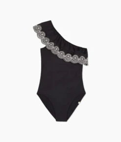 The Eyelet Ruffle Sidestroke - Sea Urchin 7 The Eyelet Ruffle Sidestroke - Sea Urchin -Classic Lady Wear Store Eyelet Ruffle Sidestroke Sea Urchin Avorio Stitching FLAT