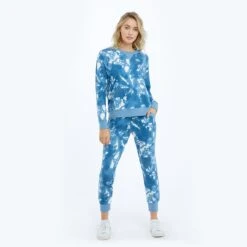 The Softest French Terry Jogger - Blue Horizon Tie Dye -Classic Lady Wear Store FTjogger BlueTieDye Front