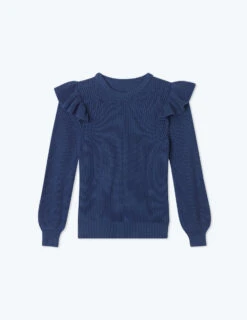The Flirty Ruffle Sleeve Sweater - Atlantic -Classic Lady Wear Store FlatLay 2022 09 07T161110.535