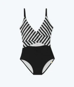 The Sea Breeze Cutout One-Piece - Mixed Stripe In Sea Urchin & White Sand 7 The Sea Breeze Cutout One-Piece - Mixed Stripe In Sea Urchin & White Sand -Classic Lady Wear Store FlatLay29