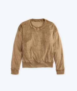 The Plush Velour Relaxed Crew - Fawn -Classic Lady Wear Store FlatLay6