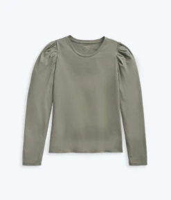 The Luxe Pima Long-Sleeve Statement Tee - Agave
