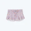 The Silky Ruffle Shorts - Paint Splatter In Lilac