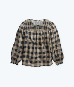 The Perfect Smocked Cotton Top - Buffalo Check In Midnight & Toffee -Classic Lady Wear Store FlatLay bb8db446 82dd 4acb a1d3 19efbec94567