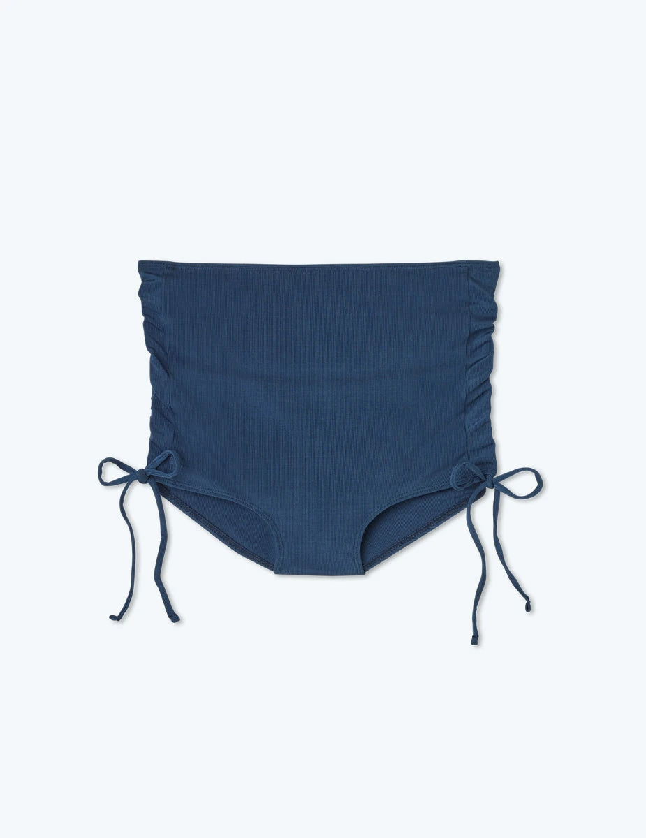 The Maternity Ribbed Cinched High Rise - Deep Sea 1 The Maternity Ribbed Cinched High Rise - Deep Sea