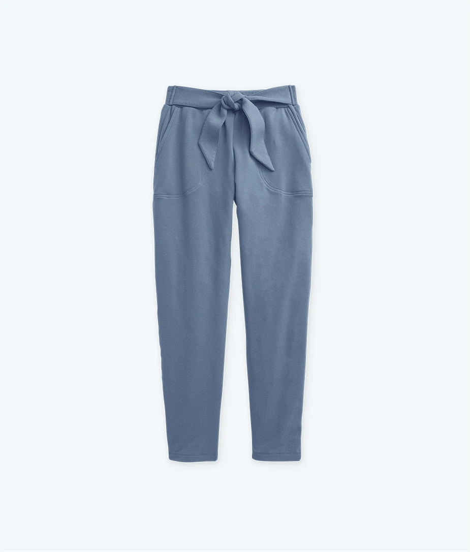 The Softest French Terry Tie-Waist Pant - Slate 1 The Softest French Terry Tie-Waist Pant - Slate