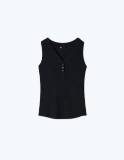 The Softest Ribbed Henley Tank - Sea Urchin