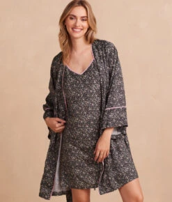 The Cloud 9 Silky Robe - In Bloom In Sea Urchin & Pink Sky -Classic Lady Wear Store Front Crop2 TheCloud9SilkyRobe InBloominSeaUrchin PinkSky