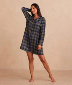 The Cloud 9 Boyfriend Sleep Shirt - Buffalo Check In Deep Sea & Gold -Classic Lady Wear Store Front Full TheCloud9BoyfriendSleepShirt BuffaloCheckinDeepSea Gold d7aca039 c934 49ae b9b7 9c164d394623