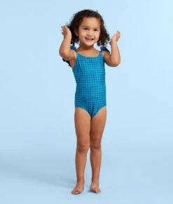 The Girls' Ruffle One Piece - Gingham In Calypso