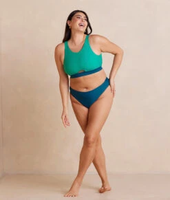 The High Leg Mid Rise Bikini Bottom - Seaweed -Classic Lady Wear Store HighLegMidRiseBikiniBottom Seaweed Front Full