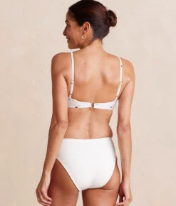 The High Leg Mid Rise Bikini Bottom - White Sand -Classic Lady Wear Store HighLegMidRiseBikiniBottom WhiteSand Back Crop