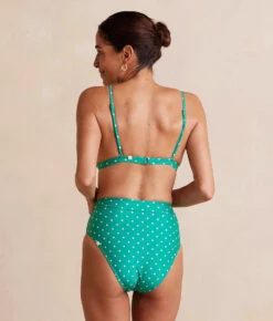 The Lace-Up High Leg High Rise Bikini Bottom - Seaglass Dot 8 The Lace-Up High Leg High Rise Bikini Bottom - Seaglass Dot -Classic Lady Wear Store Lace UpHighLegHighRiseBottom SeaglassDot Back