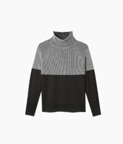 The Luxe Cashmere Blend Two-Tone Sweater - Charcoal -Classic Lady Wear Store Luxe Cashmere Blend Two Tone Sweater Charcoal 6