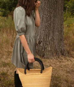 The Luxe Pima Puff-Sleeve Mini Dress - Agave 9 The Luxe Pima Puff-Sleeve Mini Dress - Agave -Classic Lady Wear Store Luxe Pima Puff Sleeve Mini Dress Agave 4