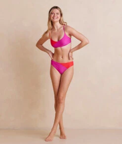 The Marina Bikini Top - Hibiscus & Grapefruit -Classic Lady Wear Store MarinaBikiniTop Hibiscus GrapefruitFront Full