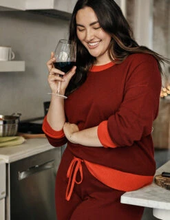 The Coziest Cashmere Blend Crew - Pinot & Lava -Classic Lady Wear Store Model Front 1 dd8965f6 77ce 429f b80c 290811c4bcf6