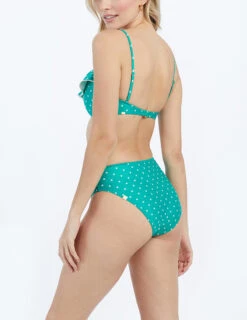 The Ruffle Marina Bikini Top - Seaglass Dot -Classic Lady Wear Store ModelDetailBack 58