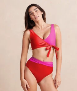 The Perfect Wrap Bikini Top - Lava & Hibiscus