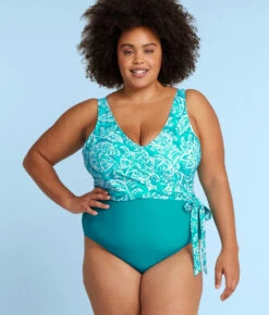 The Perfect Wrap One-Piece - Batik In Seafoam & Harbor -Classic Lady Wear Store PWOPBatikinSeaFoam HarborFront1