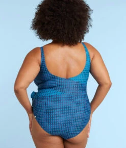 The Perfect Wrap One-Piece - Mixed Gingham In Calypso & Deep Sea -Classic Lady Wear Store PWOPMixedGinghaminDeepSea CalypsoBack1
