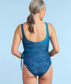 The Perfect Wrap One-Piece - Mixed Gingham In Calypso & Deep Sea -Classic Lady Wear Store PWOPMixedGinghaminDeepSea CalypsoBack2