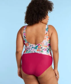 The Perfect Wrap One-Piece - Watercolor Floral In Strawberry -Classic Lady Wear Store PWOPWatercolorFloralinStrawberryBack1