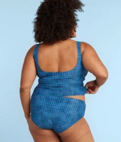 The Perfect Wrap Tankini - Mixed Gingham In Calypso & Deep Sea 8 The Perfect Wrap Tankini - Mixed Gingham In Calypso & Deep Sea -Classic Lady Wear Store PWTankiniTopMixedGinghaminDeepSea CalypsoBack2
