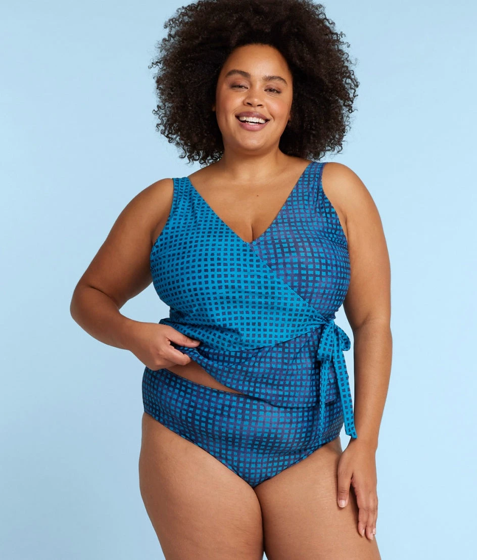 The Perfect Wrap Tankini - Mixed Gingham In Calypso & Deep Sea 3 The Perfect Wrap Tankini - Mixed Gingham In Calypso & Deep Sea - Image 3