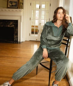 The Plush Velour Jogger - Olive 8 The Plush Velour Jogger - Olive -Classic Lady Wear Store Plush Velour Jogger Olive 4