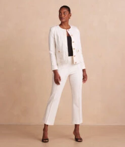 The Icon Ponte Jacket - White Sand 15 The Icon Ponte Jacket - White Sand -Classic Lady Wear Store Ponte Jacket Front Full