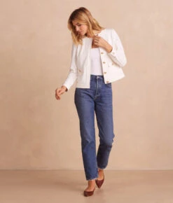 The Icon Ponte Jacket - White Sand 12 The Icon Ponte Jacket - White Sand -Classic Lady Wear Store Ponte Jacket Front Full 2