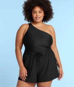 The High Tide Swim Shorts - Sea Urchin -Classic Lady Wear Store RuchedSwimSkirtSeaUrchinFront1