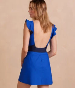 The Ruched Swim Skirt - Lapis -Classic Lady Wear Store RuchedSwimSkirt Lapis BackCrop