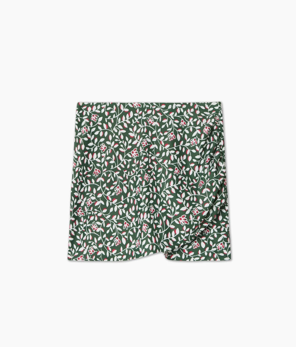The Ruched Swim Skirt - Twilight Floral In Olive 1 The Ruched Swim Skirt - Twilight Floral In Olive