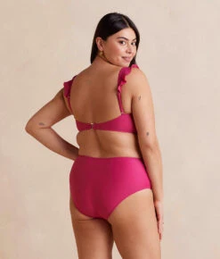 The Ruffle High Leg High Rise Bikini Bottom - Spritz -Classic Lady Wear Store RuffleHighLegHighRiseBikiniBottom Spritz Back