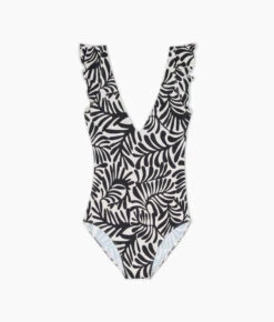 The Ruffle Backflip - Abstract Palm In Sea Urchin & White Sand 9 The Ruffle Backflip - Abstract Palm In Sea Urchin & White Sand -Classic Lady Wear Store Ruffle Backflip Abstract Palm Sandshell 5