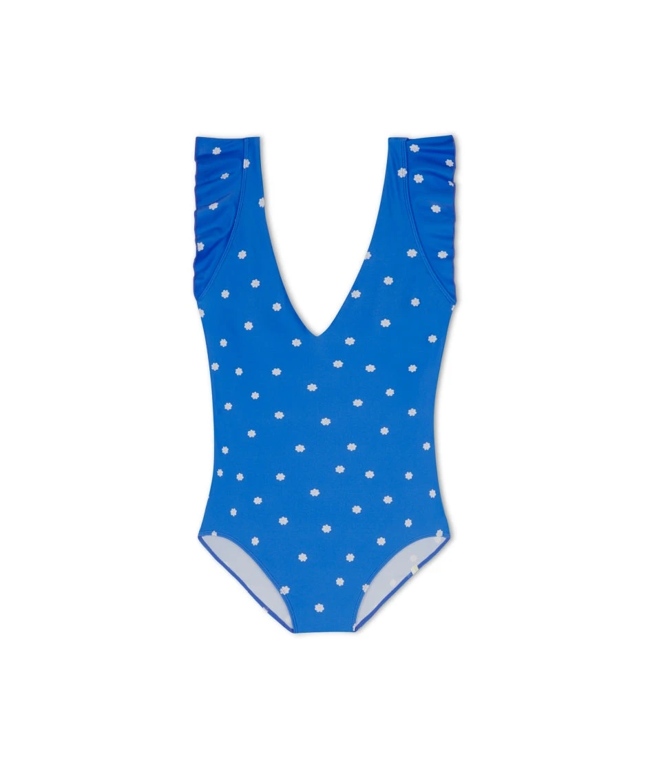 The Ruffle Backflip - Microfloral In Azure & White Sand 2 The Ruffle Backflip - Microfloral In Azure & White Sand - Image 2