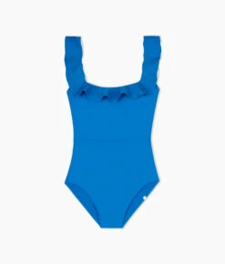 The Ruffle Seaway Square Neck One-Piece - Azure -Classic Lady Wear Store Ruffle Square Neck One Piece Azure 5