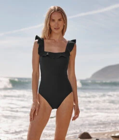 The Ruffle Seaway Square Neck One-Piece - Sea Urchin