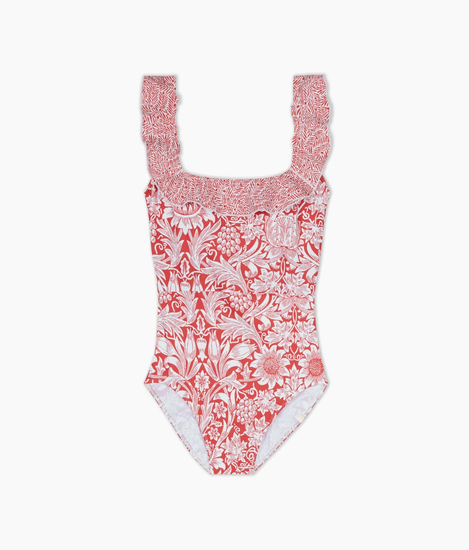 The Ruffle Seaway Square Neck One-Piece - Sunflower And Yew & Aril In Watermelon - Image 5