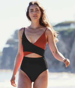 The Sea Breeze Cutout One-Piece - Amber & Sea Urchin -Classic Lady Wear Store SeabreezeCutoutOPAmber SeaUrchin4Lifestyle 044812fd 9287 486c 914a c0cce0bb4f52